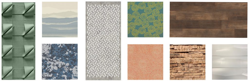 Collage of biophilic finish samples