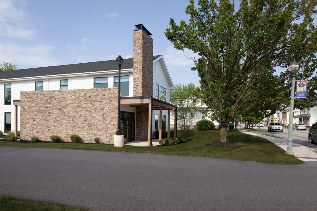 Anchoring the west end of downtown Linglestown, the welcoming front porch along the streetscape connects to the downtown fabric.