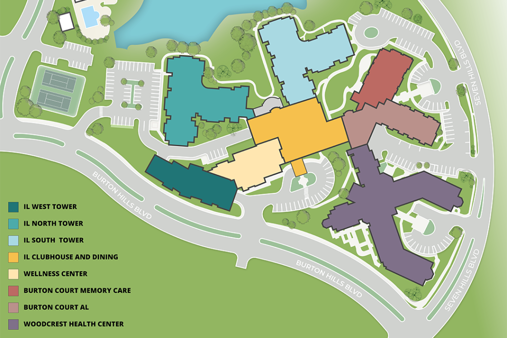 Site plan showing renovated areas for Blakeford campus