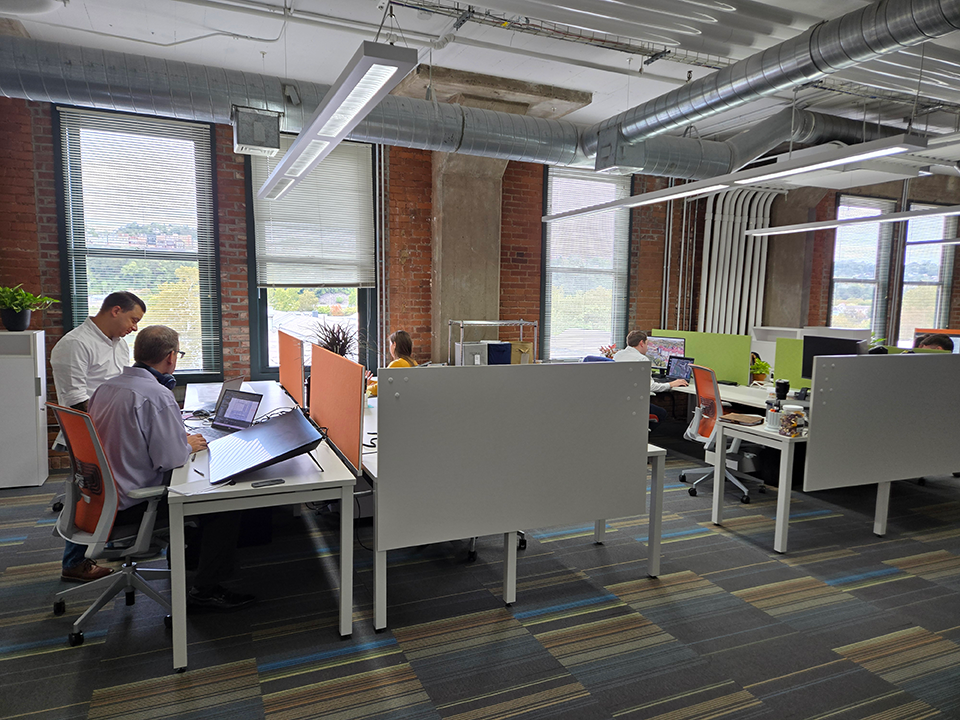 We have open, collaborative workspaces with plenty of daylight and great views. 