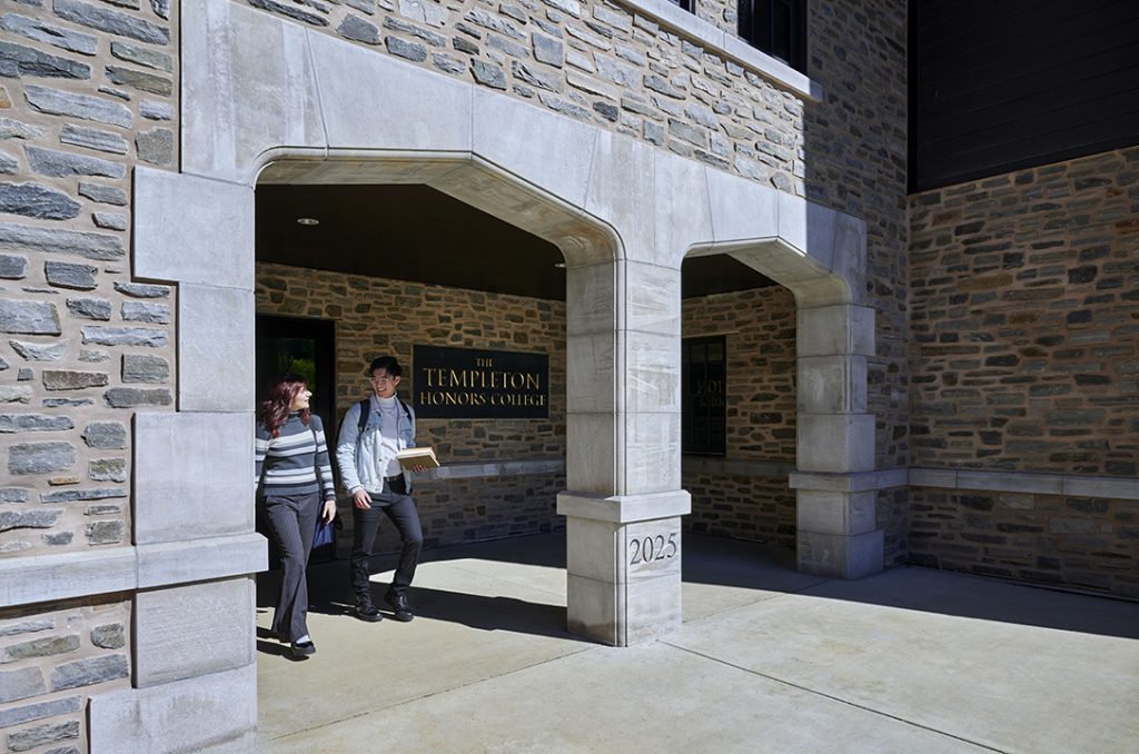 A hand-carved, slate plaque was commissioned especially for Templeton Hall.