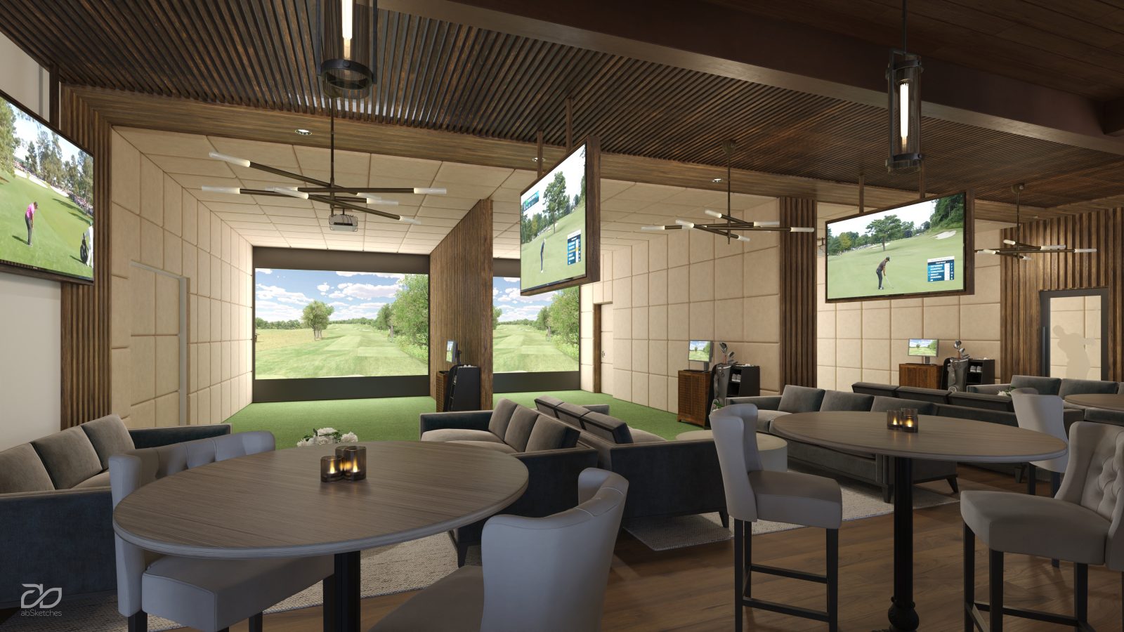 RLPS' Master Plan also designed amenity spaces, such as golf simulators, that establish Radley Run Country Club as a year round club. 