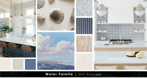 Sample interior finish palette with water theme