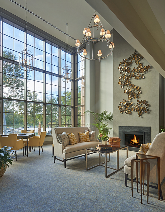 First floor gallery gathering space Bishop Gadsden Quay Hybrid Home Senior Living