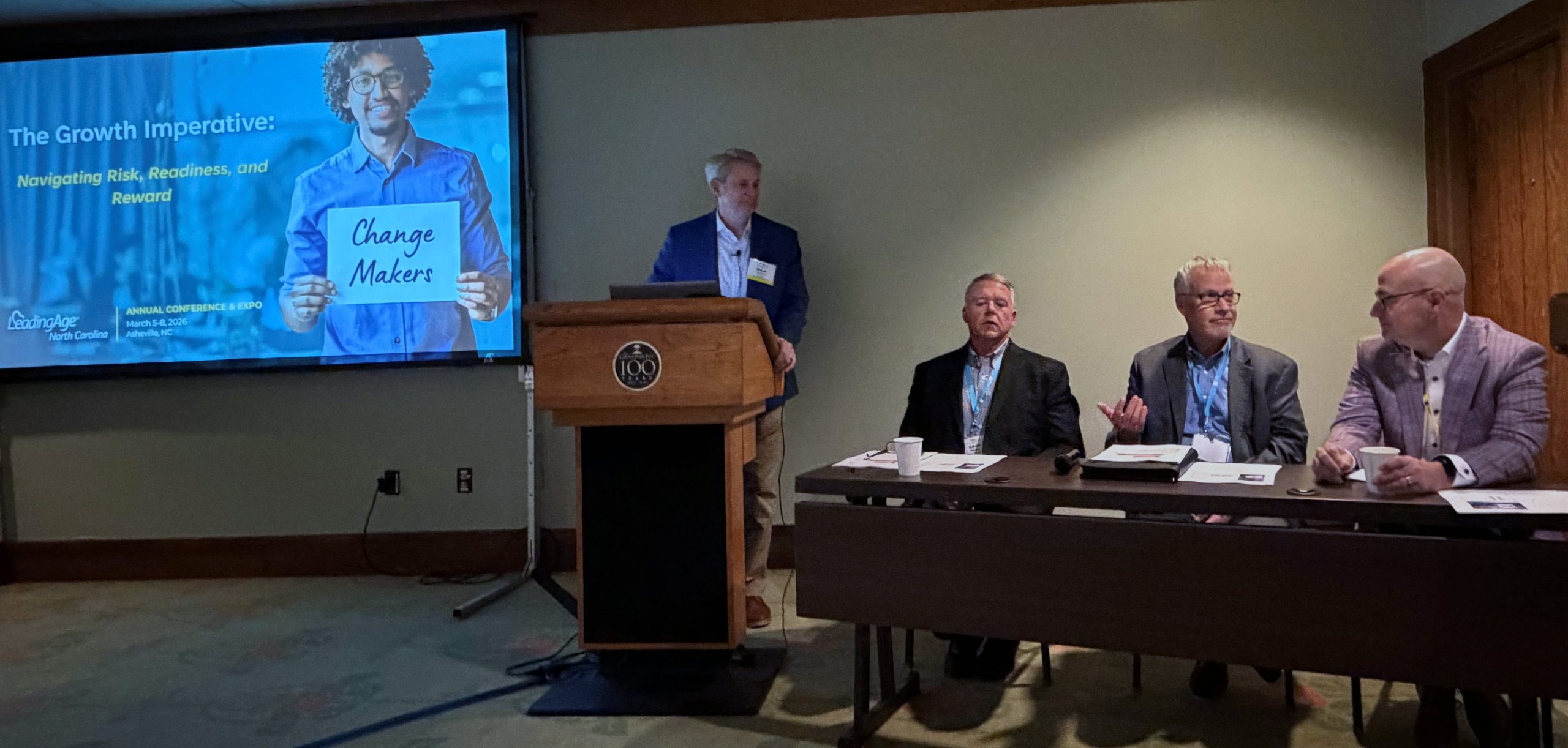 Brent Stebbins, RLPS; Kevin Parries, Carolina Village; Ben Gilchrist, Southminster and Reed VanderSlik, ThriveMore