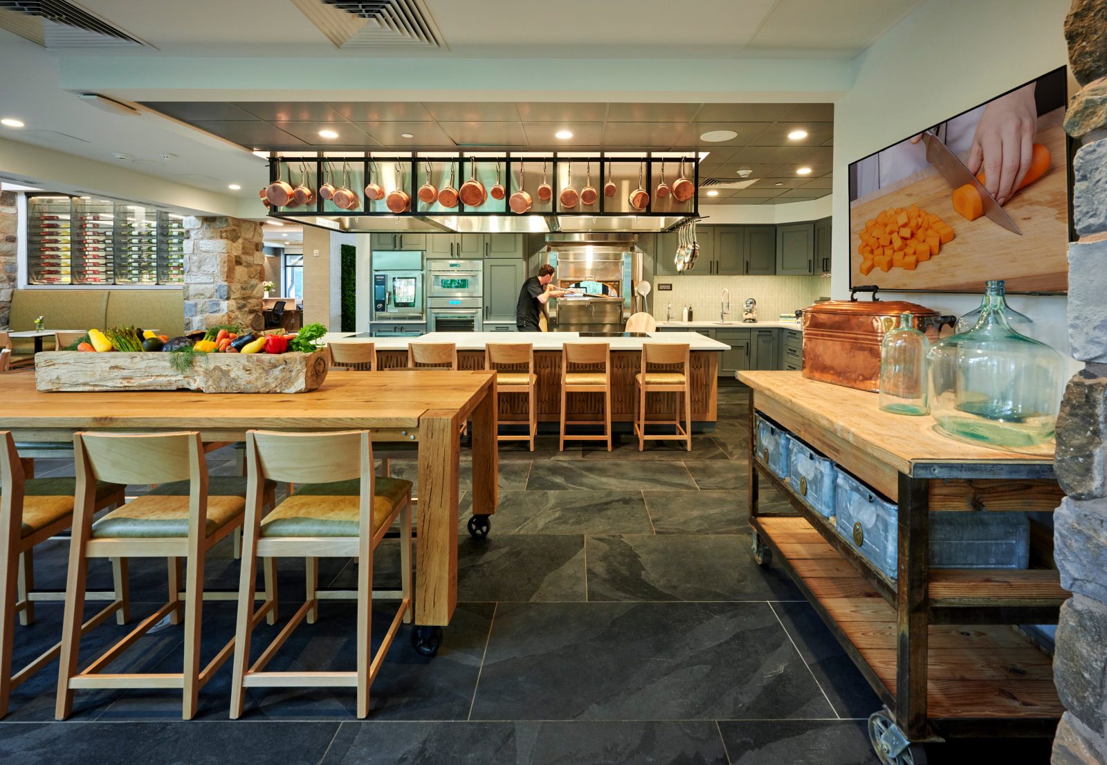 Dining area with demonstration kitchen