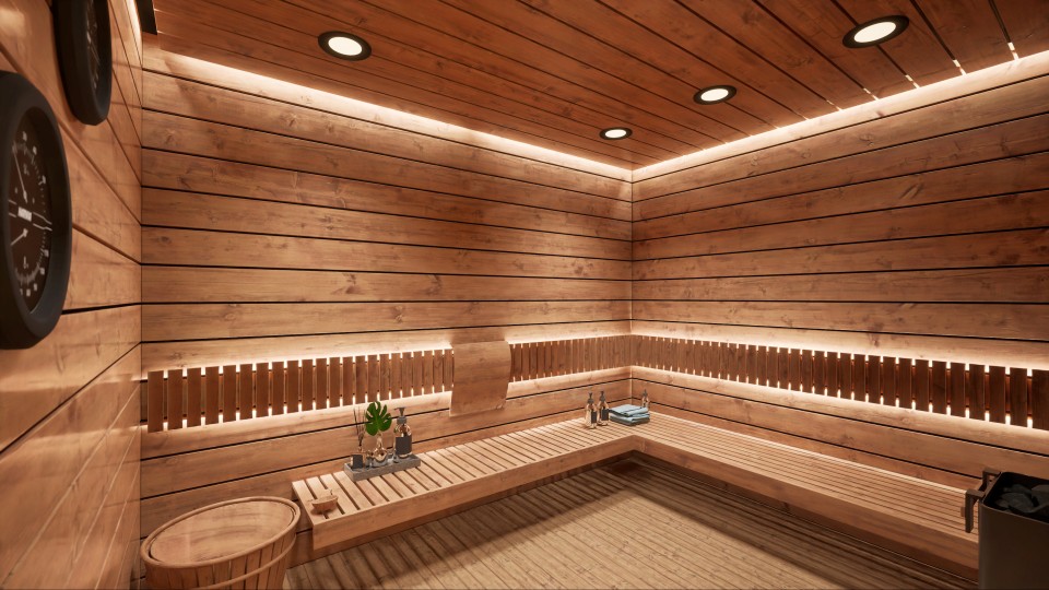 rendering of a sauna