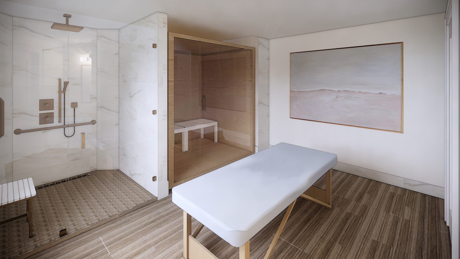rendering of spa massage room