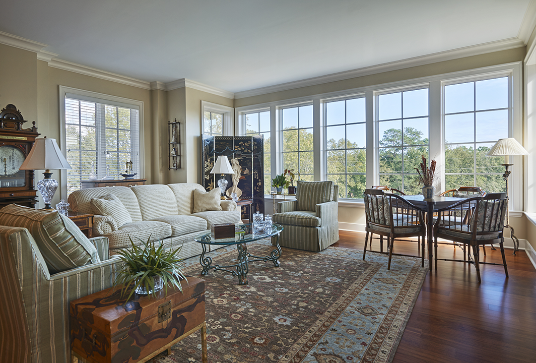 personal residence in Quay hybrid apartment building showing living room and large windows